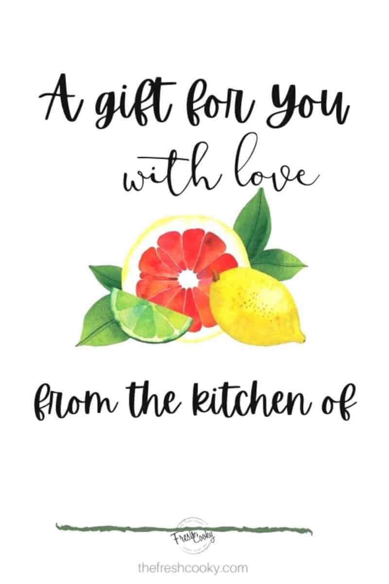 from the kitchen of gift tag, with citrus grouping and a space to write your name.