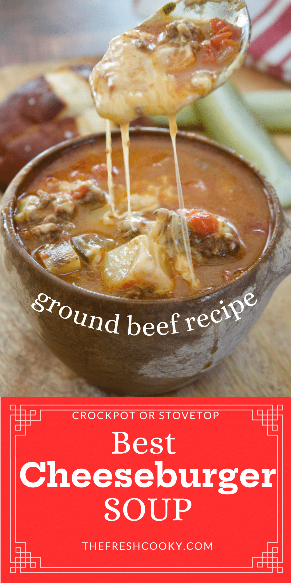 Healthy Cheeseburger Soup | Crockpot or Stovetop • The Fresh Cooky