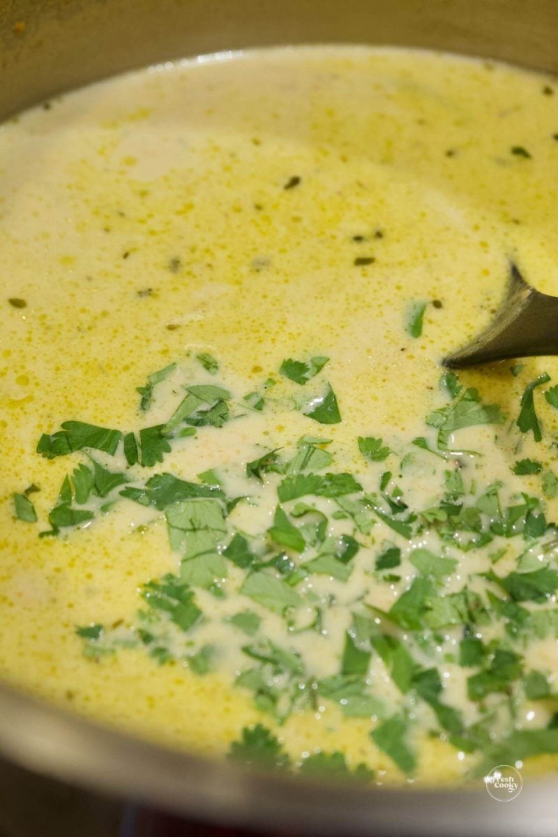 Stir to combine chicken and cilantro.