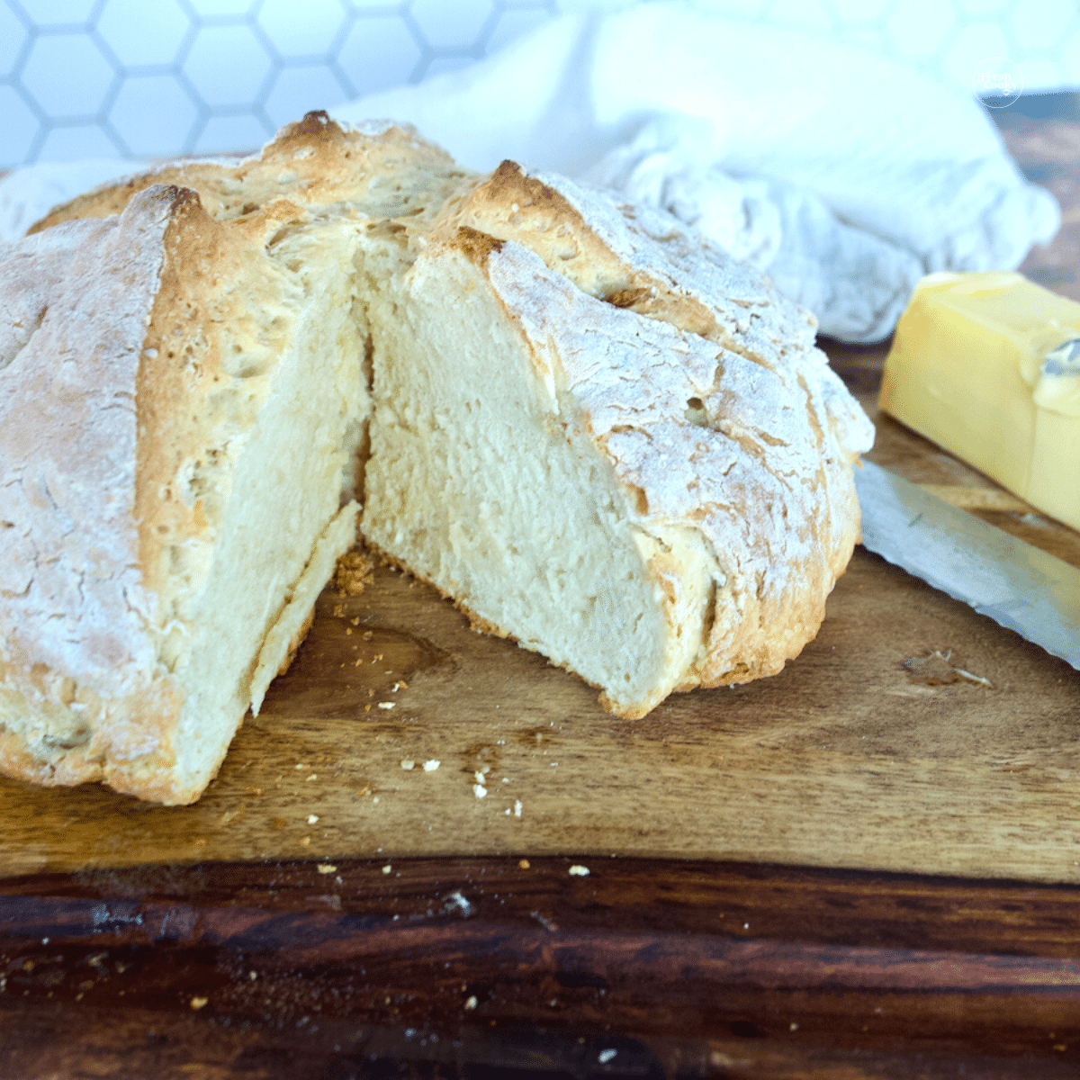 Irish soda bread, made with 4 ingredients. Traditional Irish recipe.