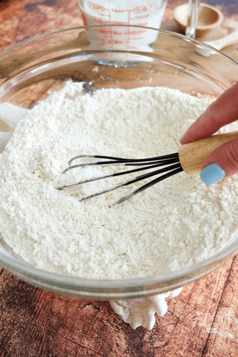 Whisk flour, baking soda and salt together. 