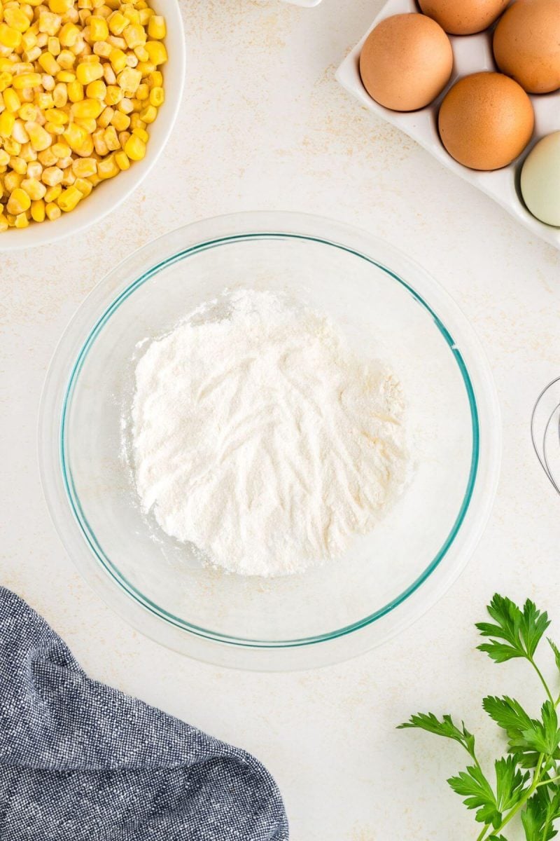 Combine dry ingredients in a small bowl for corn pudding.