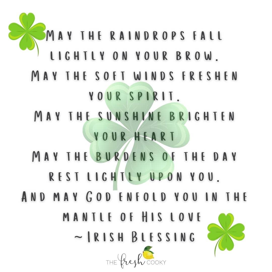 Irish blessing image with clovers.