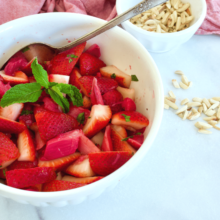 Easy Strawberry Rhubarb Salad with Rhubarb Dressing