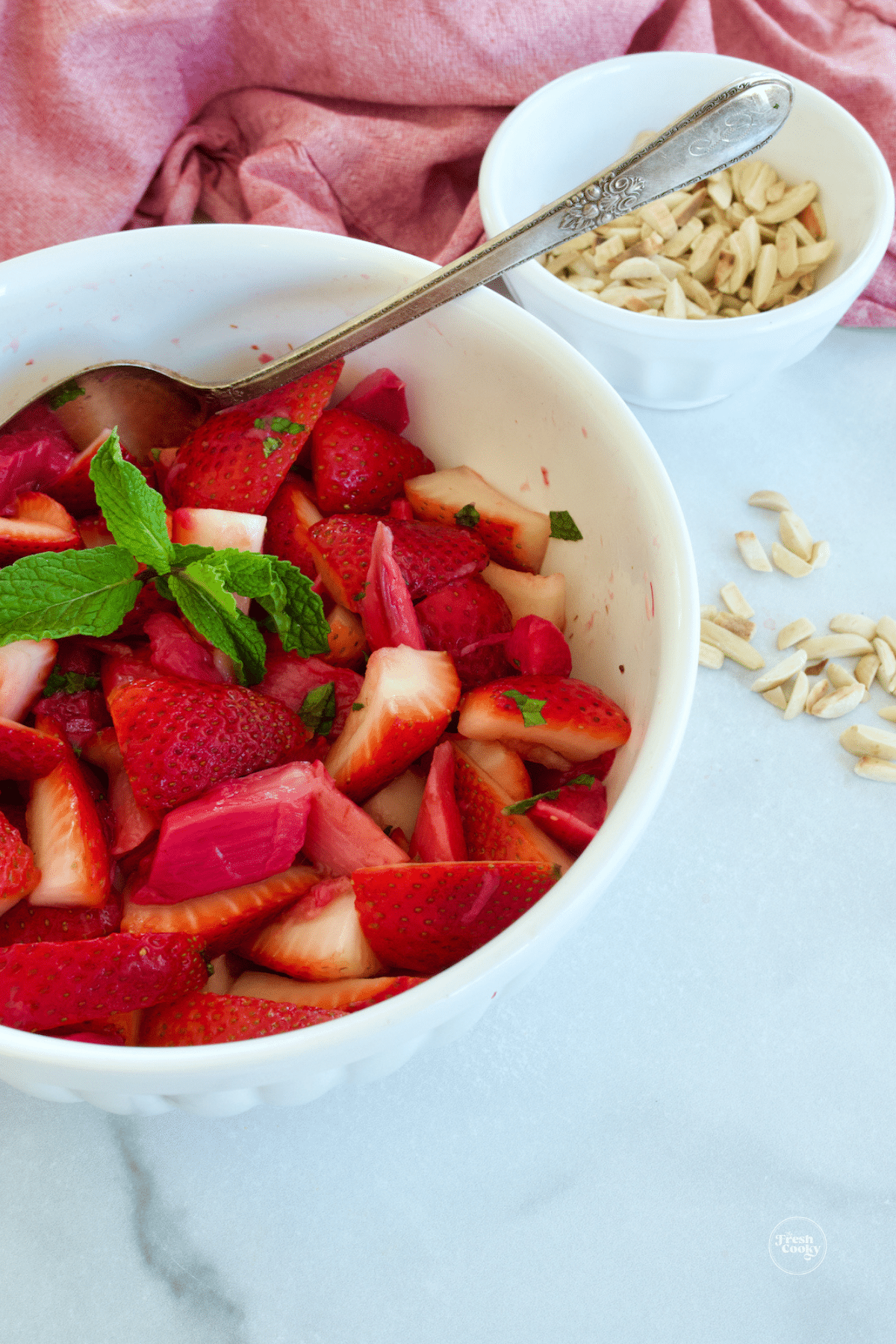 Strawberry Rhubarb Salad with dressing.