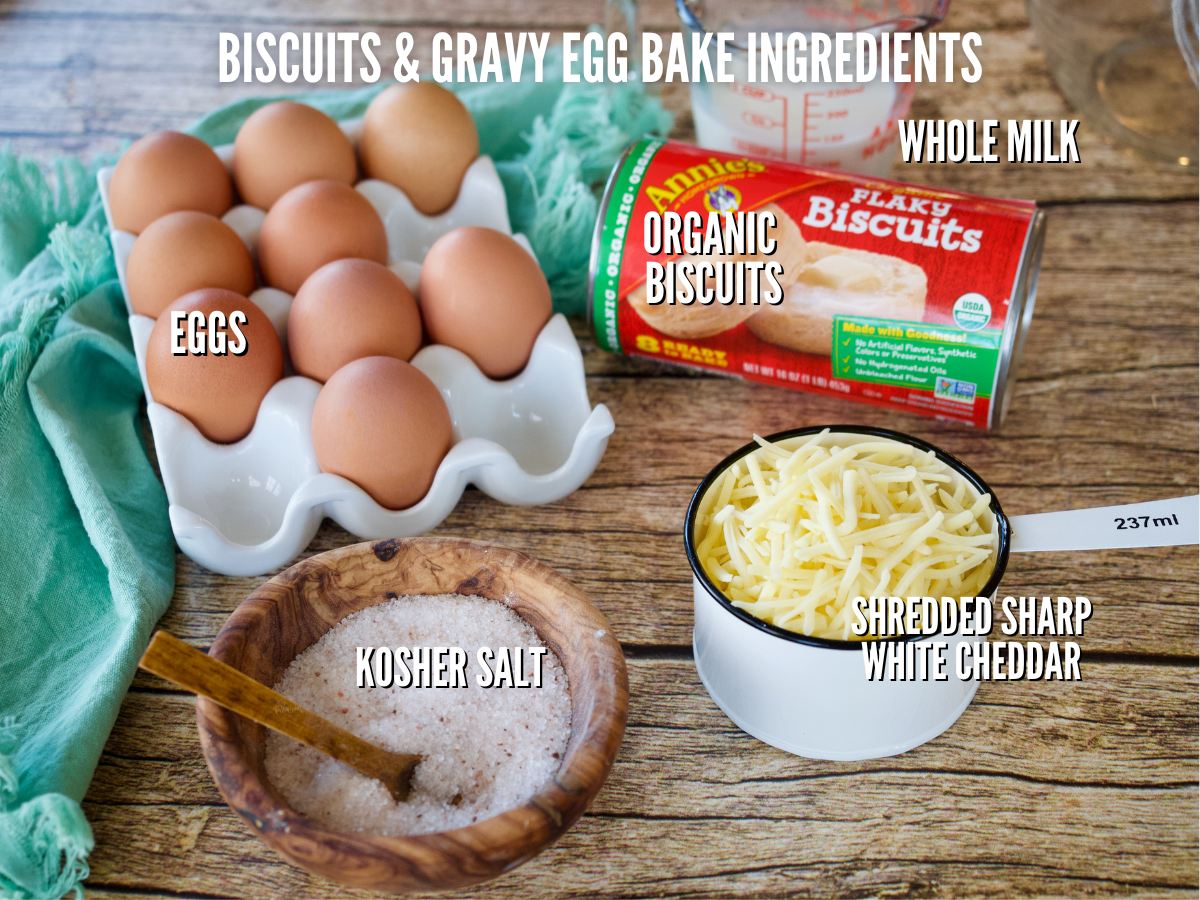 Biscuit Breakfast Bake labeled ingredients. 