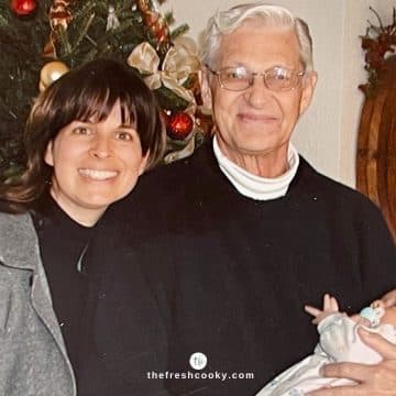 Kathleen (The Fresh Cooky) with her dad and infant son circa 2003.