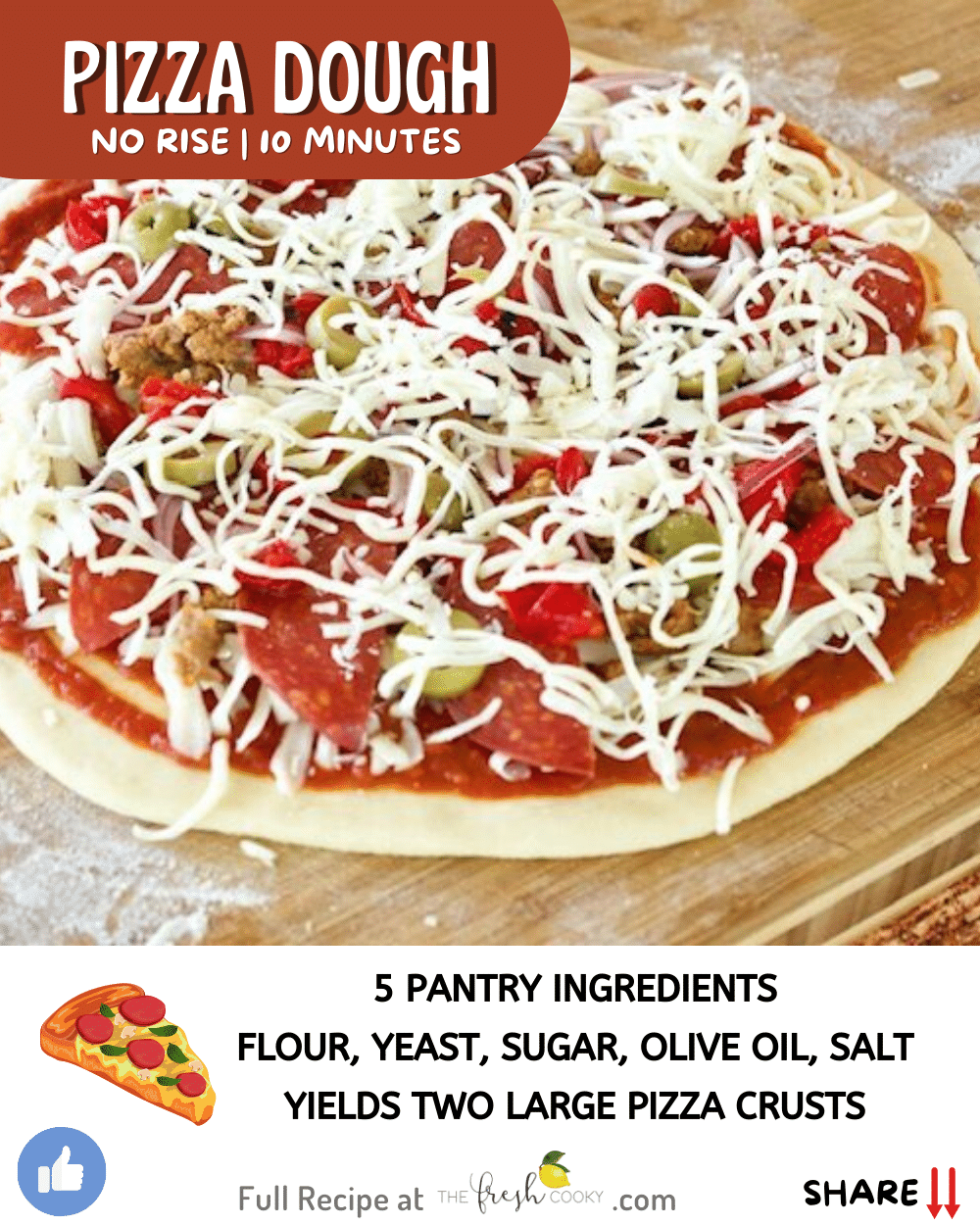 No Rise 10 Minute Pizza Dough Recipe (No Rise) • The Fresh Cooky