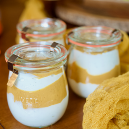 Copycat Noosa Pumpkin Yogurt in pretty tulip shaped jars.