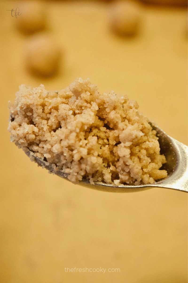 Heaping tablespoon to shape into a pfeffernusse cookie. 