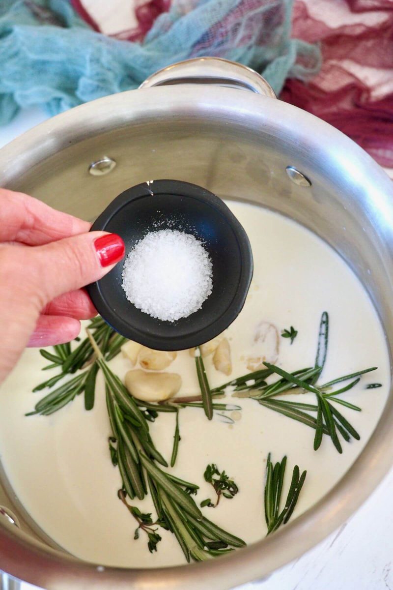 Add kosher salt and to cream mixture.