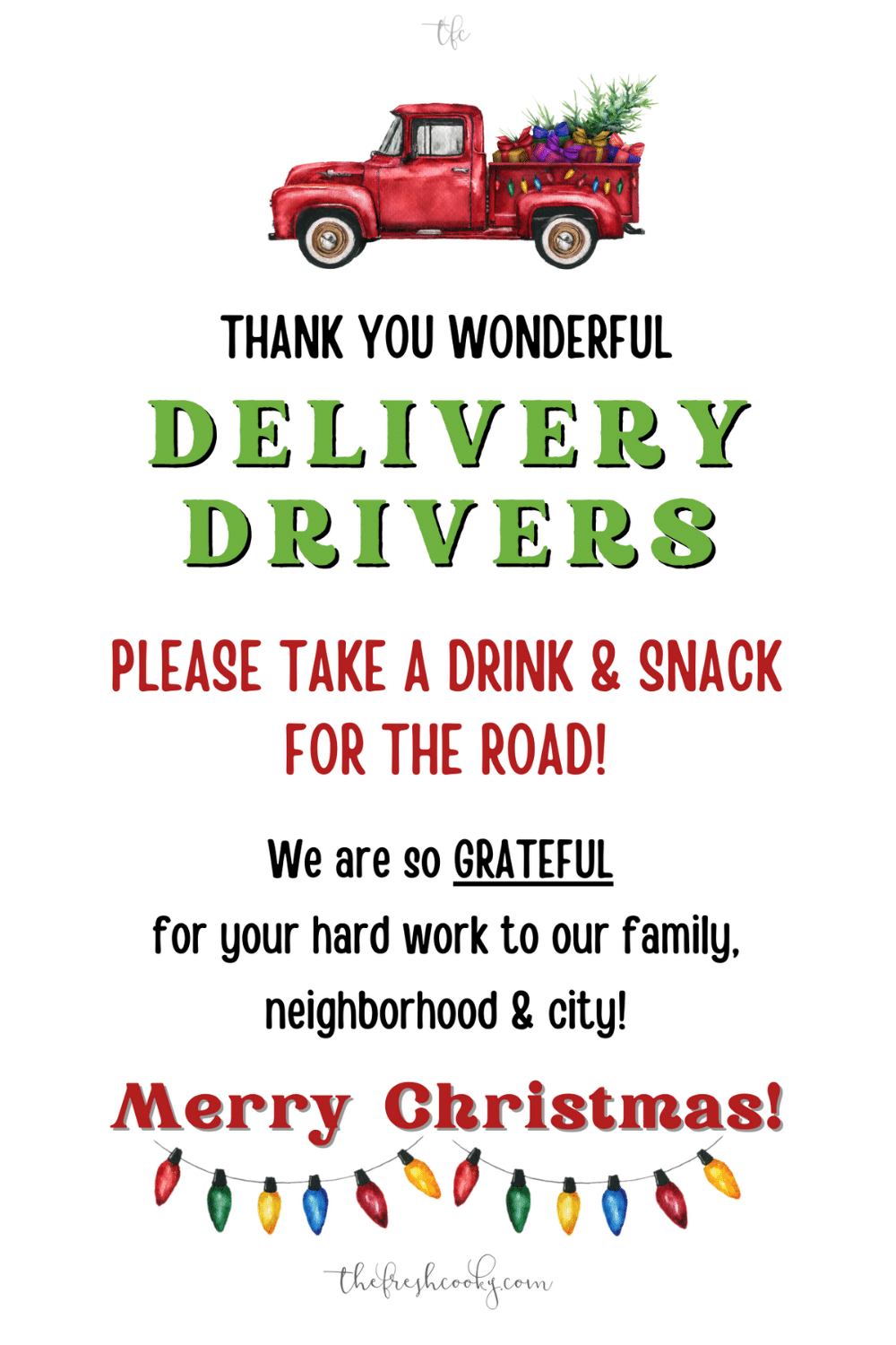 Delivery Drivers Printable Sign free download file. 