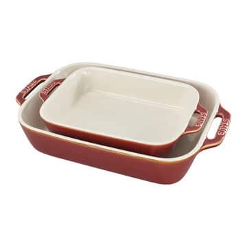 Staub Ceramic Bakers set of two, cherry red.