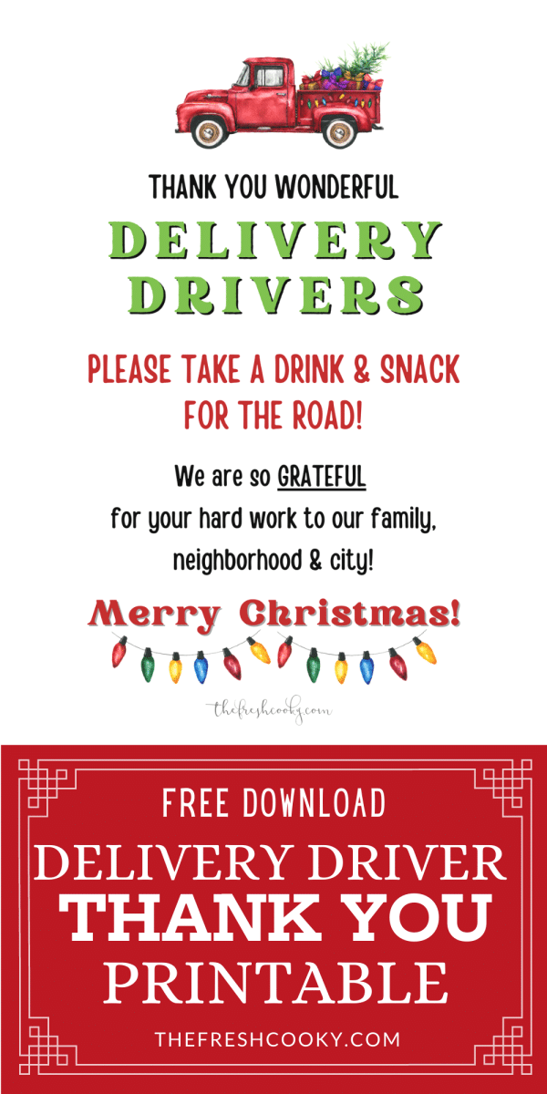 Pin for Free Delivery Driver Thank you Printable sign.