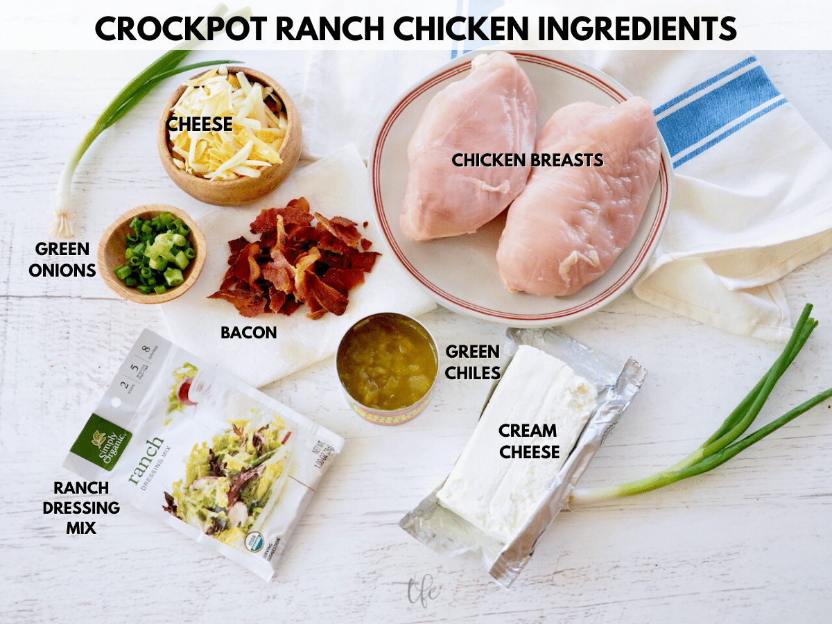 Crockpot Ranch Chicken Labeled Ingredients.