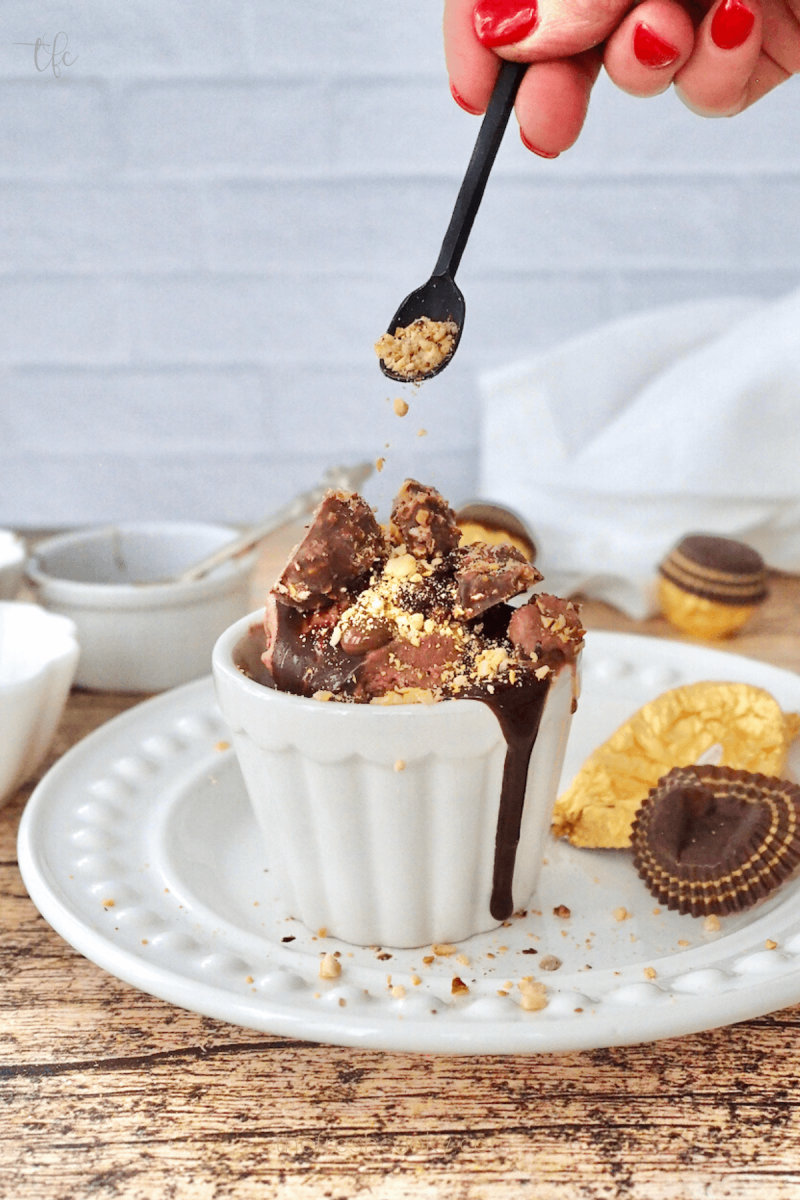 Add nuts to top of Ferrero Rocher Ice Cream Sundae.