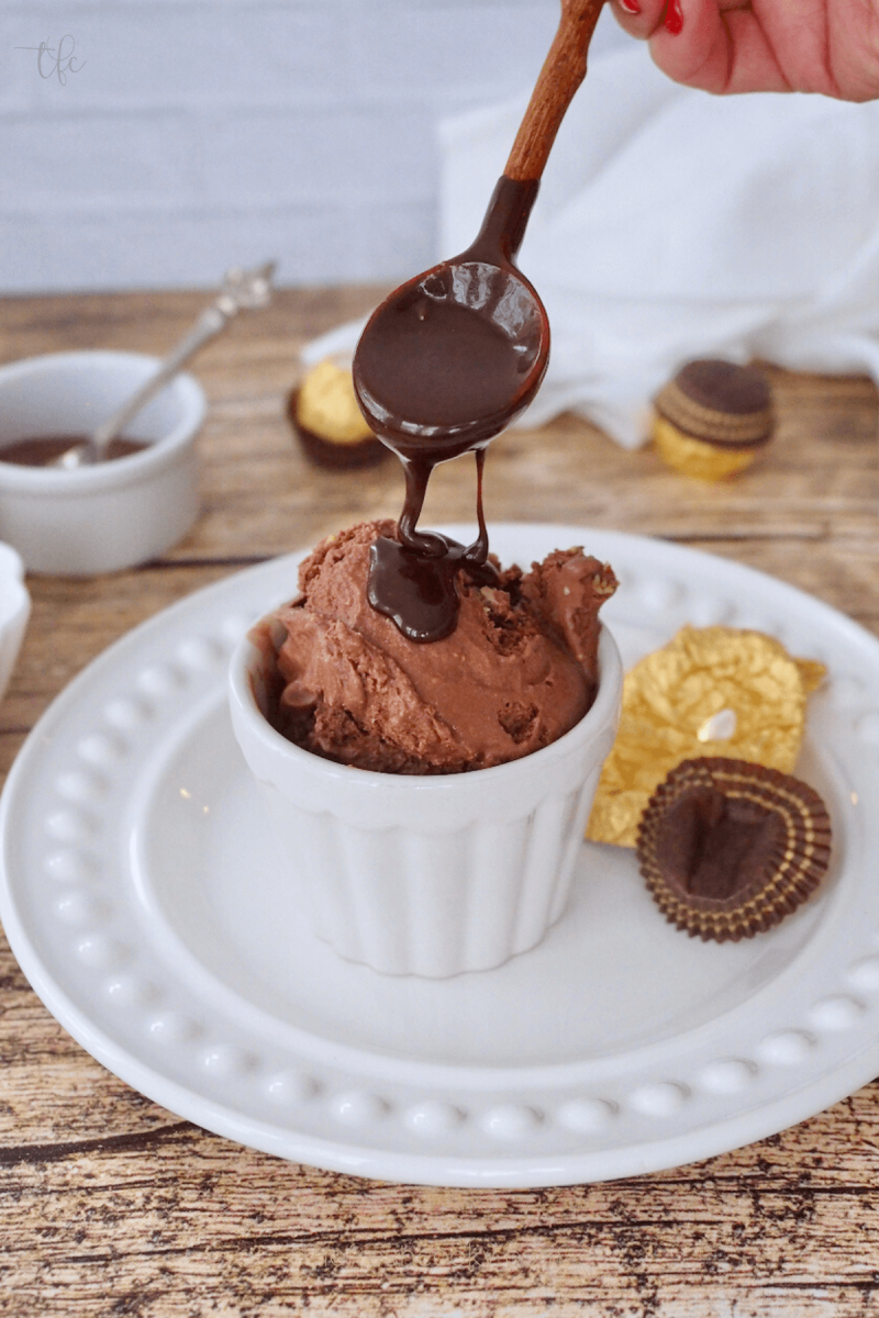 Drizzle on some hot fudge Ferrero Rocher Ice Cream. 