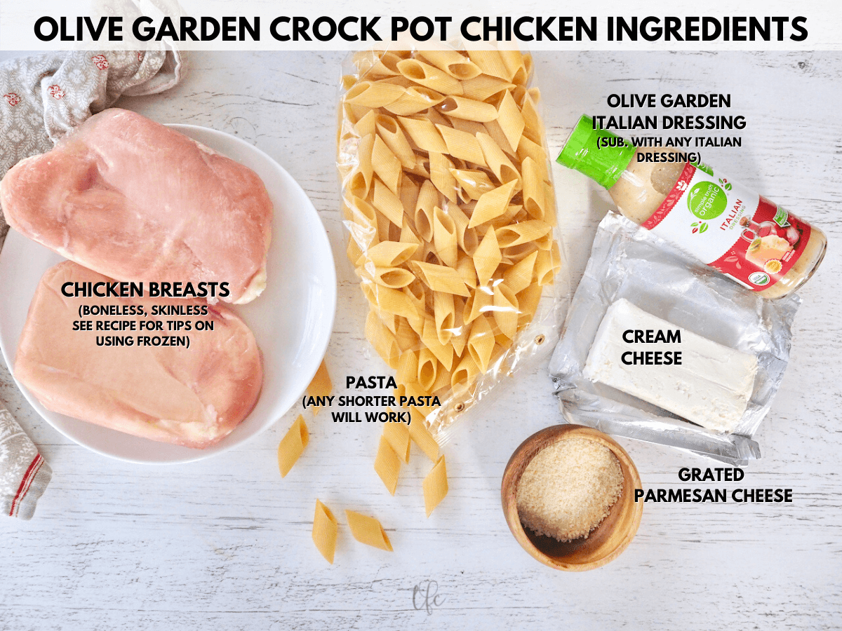 Olive Garden Crock Pot Chicken Labeled Ingredients shot.