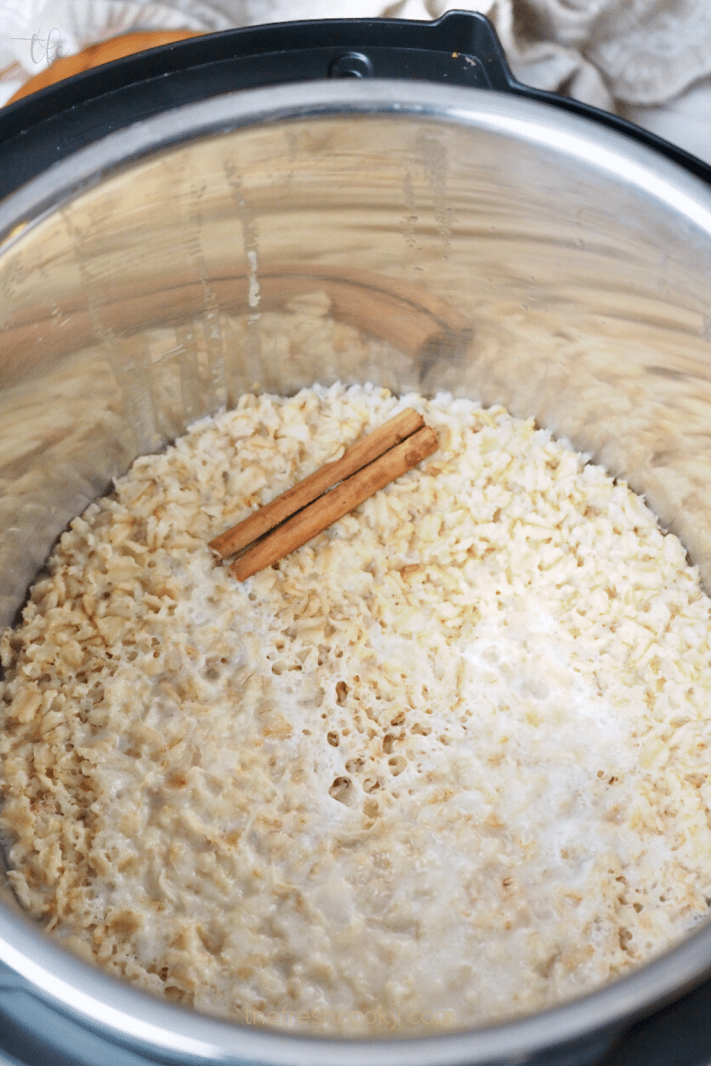 Regular rolled oats after cooking in instant pot. 
