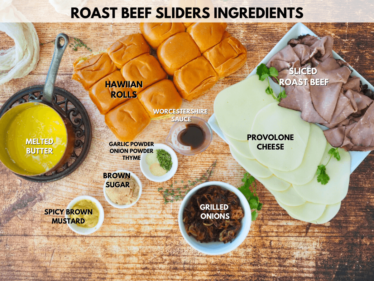 Roast Beef Slider labeled ingredients image.