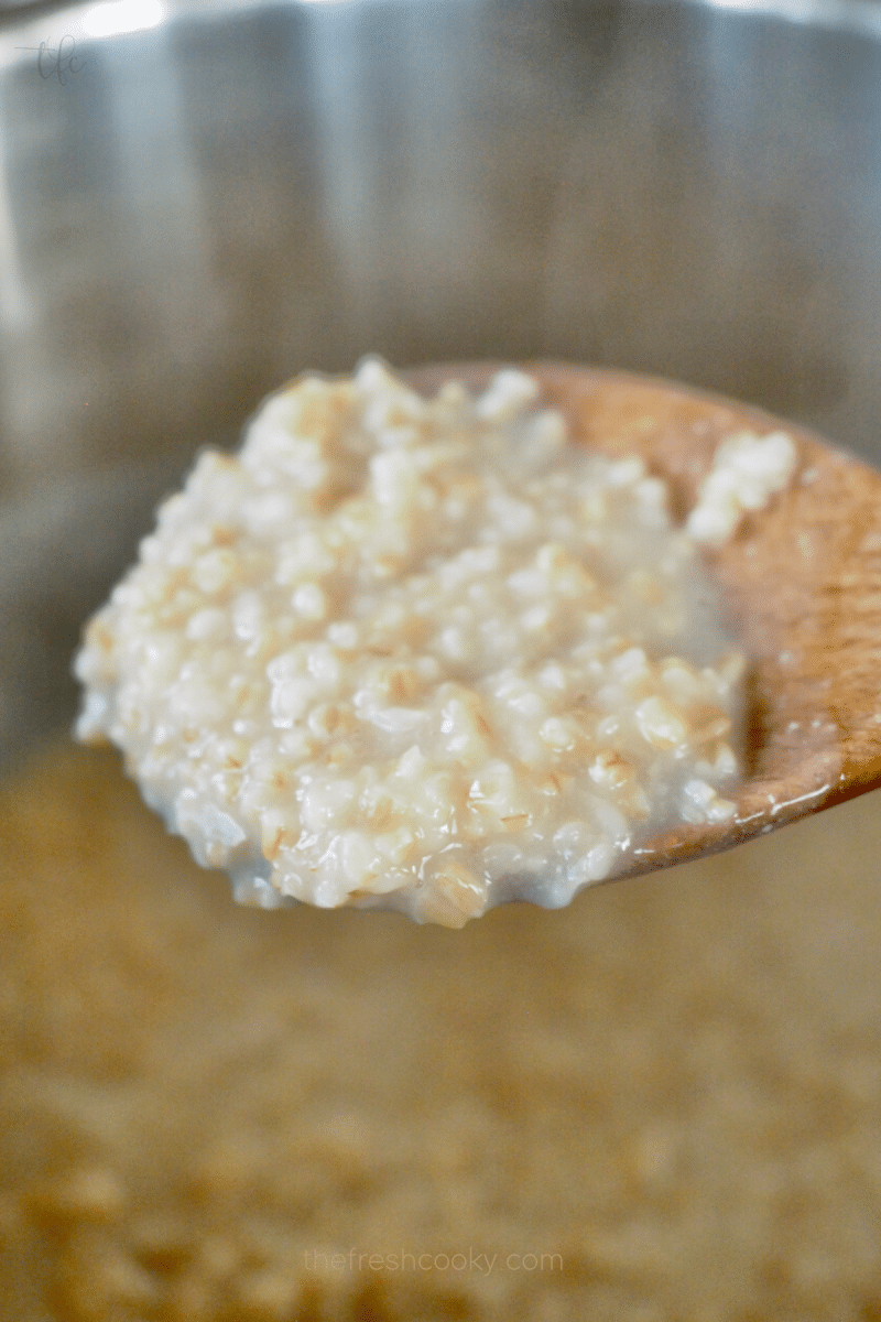 After stirring steel cut oats that were made in Instant Pot. 