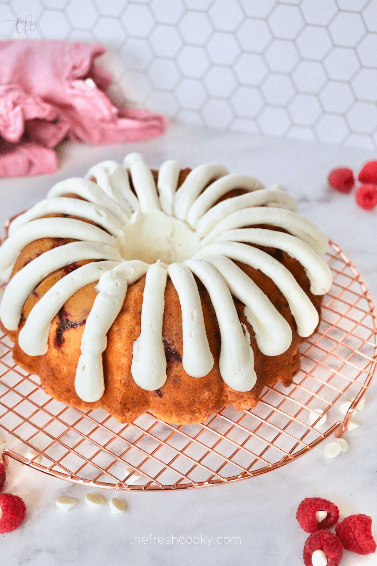 Best White Chocolate Raspberry Bundt Cake {Copycat} • The Fresh Cooky