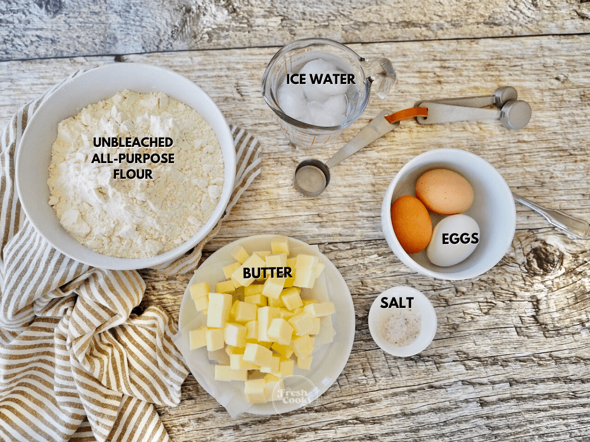 Labeled ingredients for Italian Pizza Pie dough.
