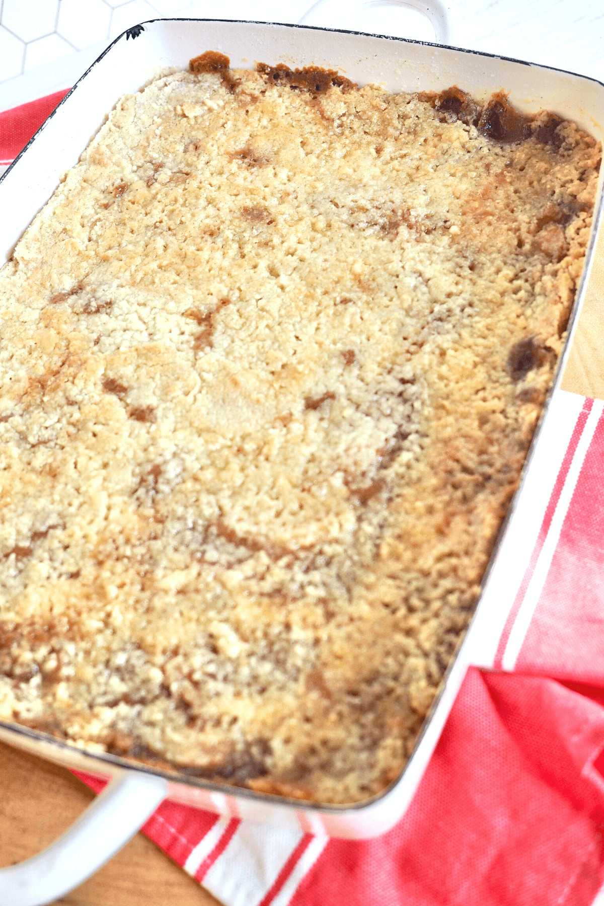 Caramel apple dump cake fresh out of the oven. 