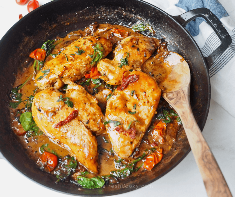 One Pan Tuscan Chicken in Parmesan Cream Sauce