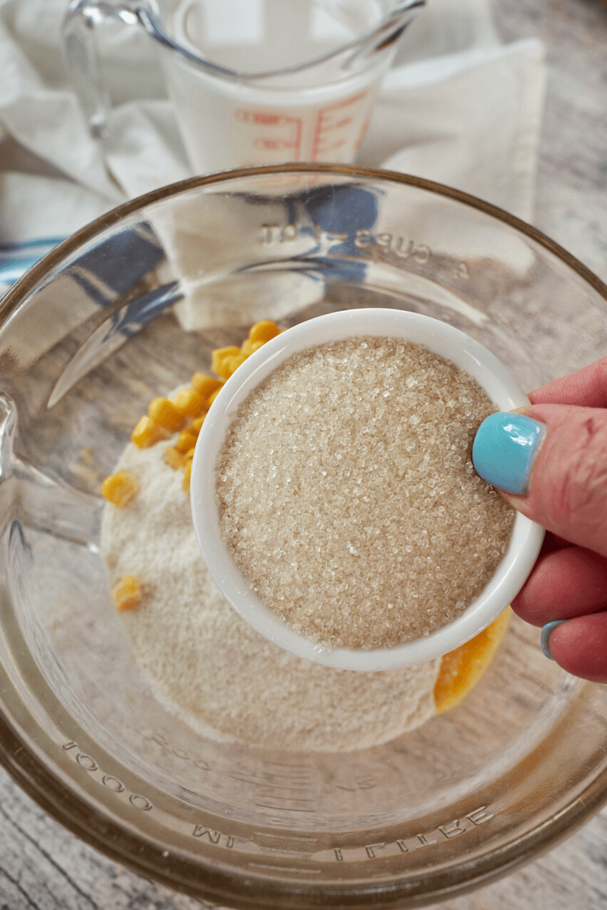 Add optional sugar to cornmeal mixture. 
