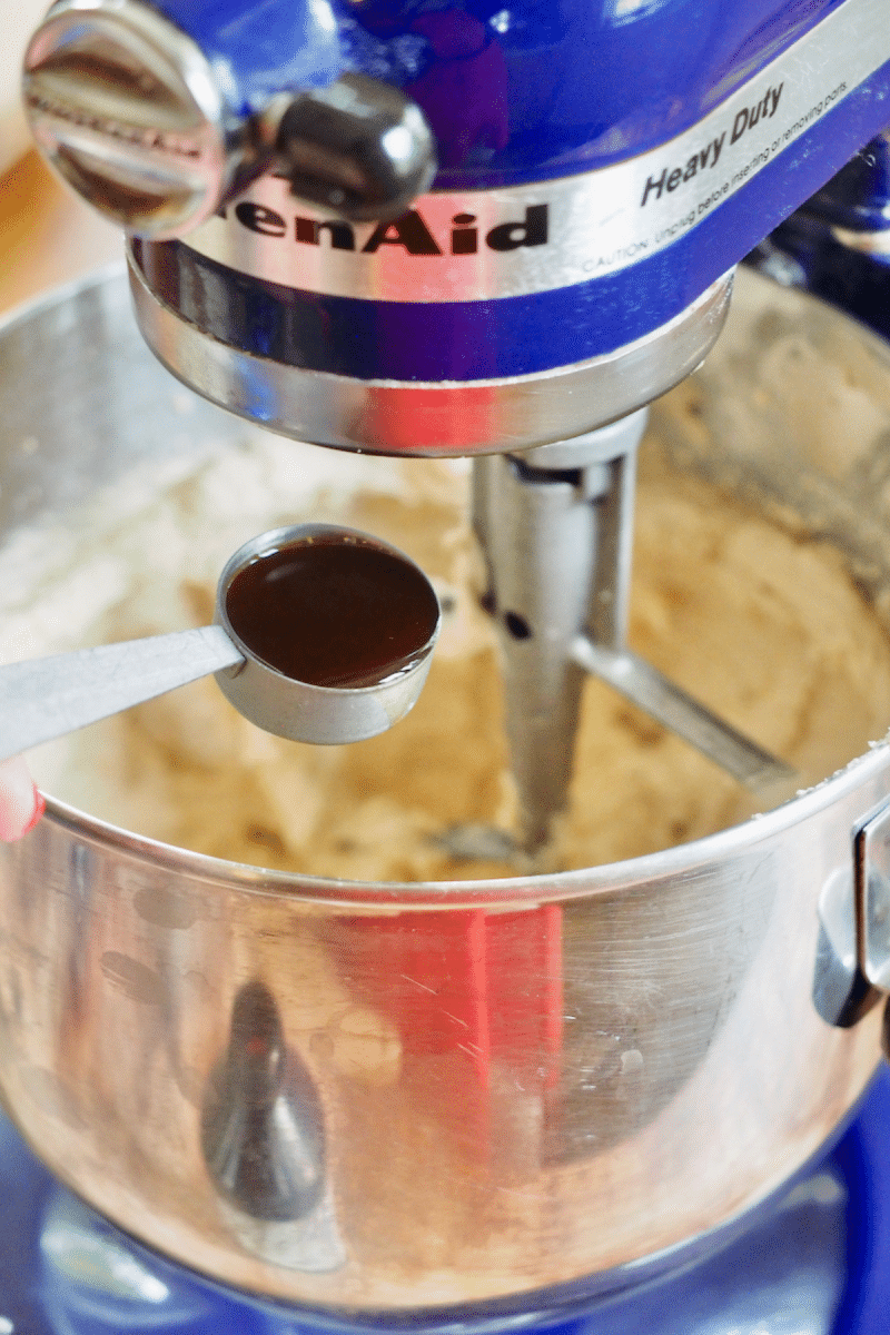 Add vanilla extract to crumbl cookie batter. 