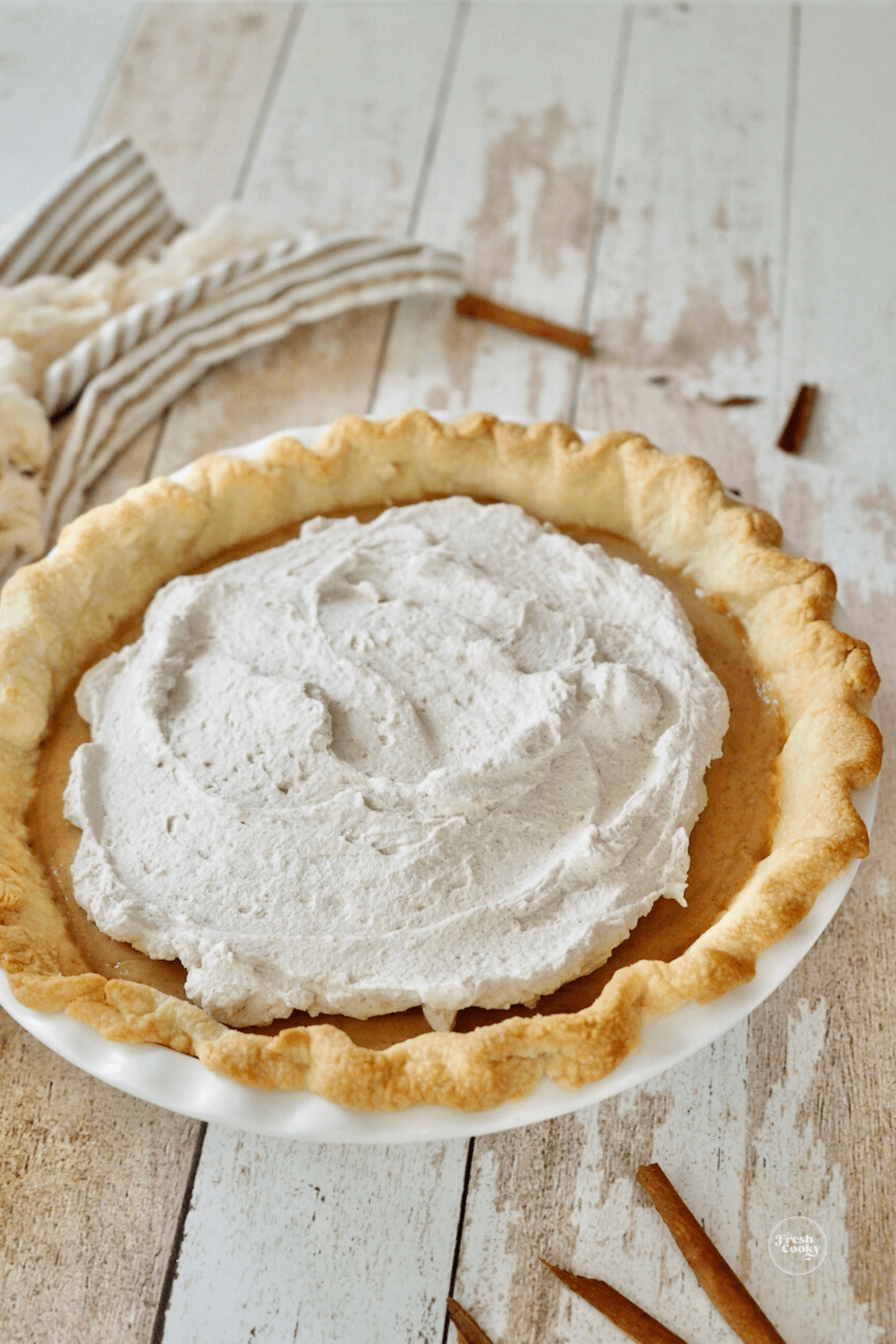 Undertale Butterscotch Cinnamon pie spread with cinnamon whipped cream.