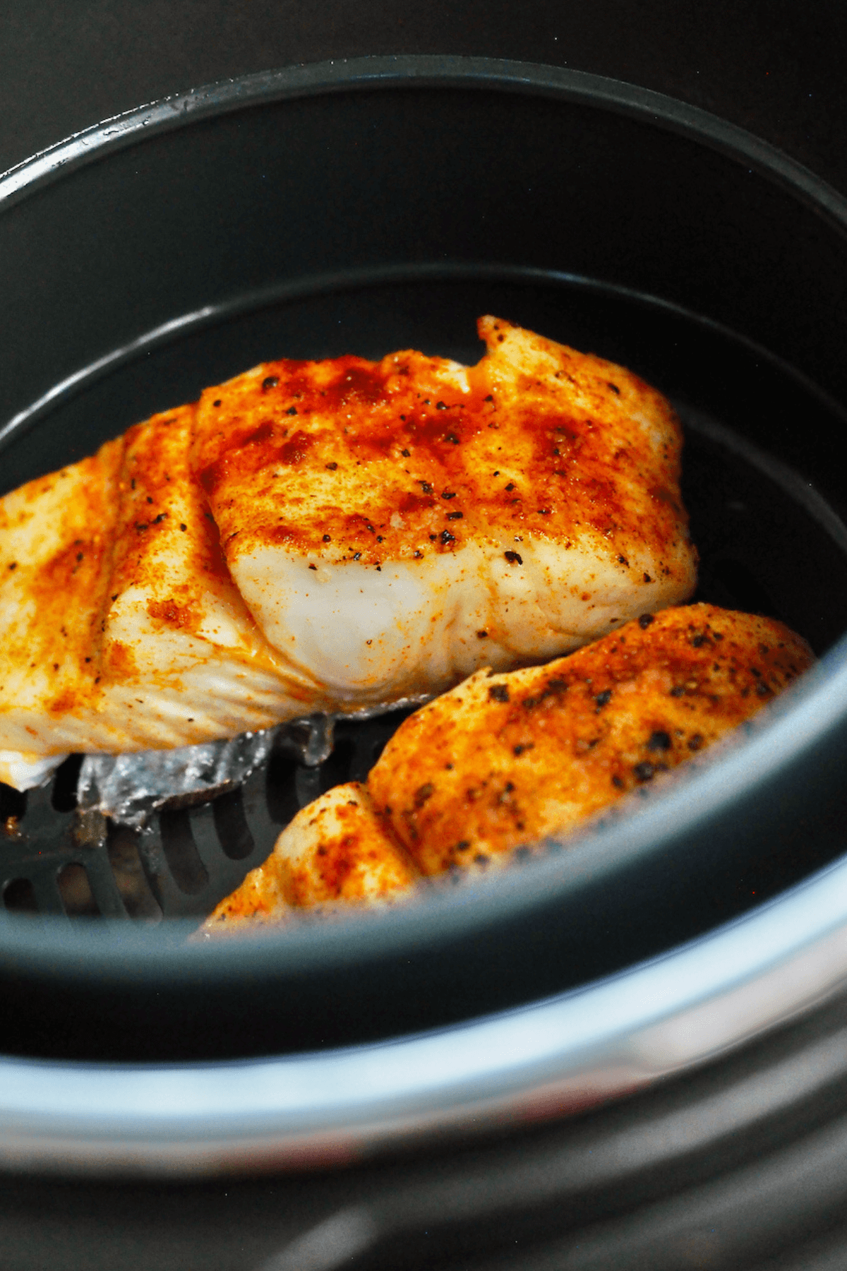 Cooked halibut in air fryer. 