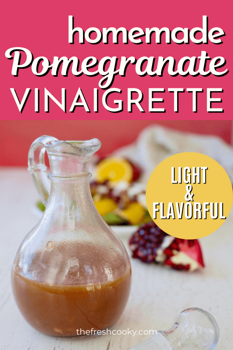 Homemade jar of pomegranate salad dressing vinaigrette.