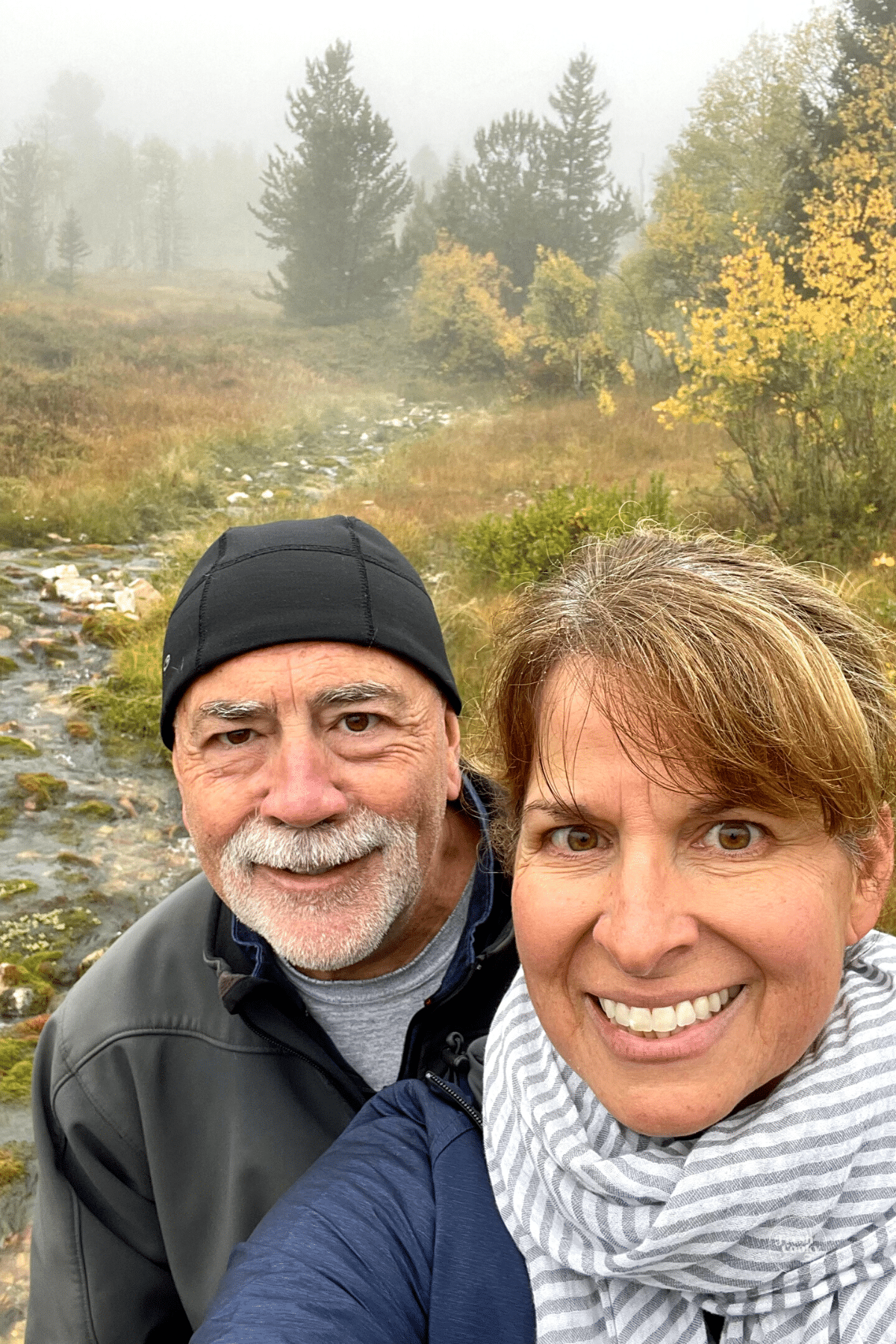 Me and the hubby on a light hike in the mist and drizzle. 