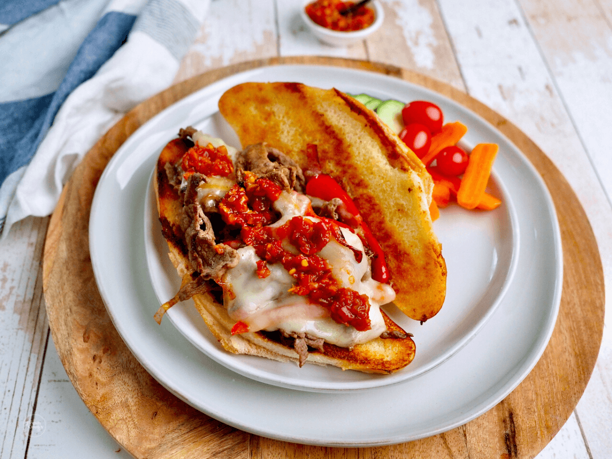 steak bomb sandwich with hots