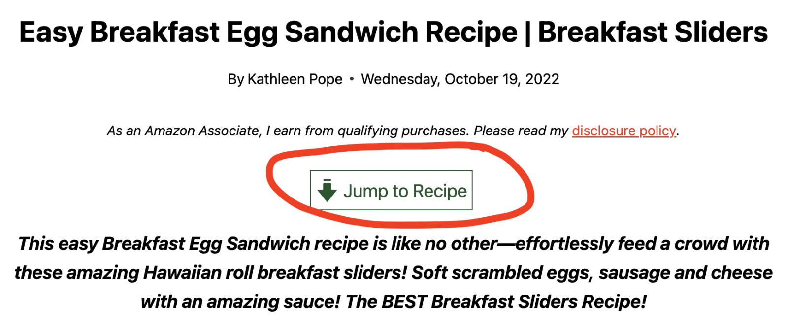 jump to recipe button example.