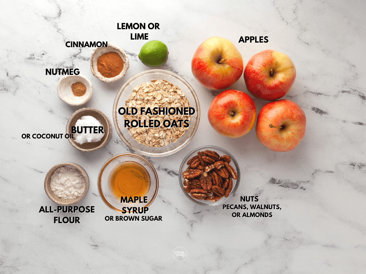 Apple crisp labeled ingredients.