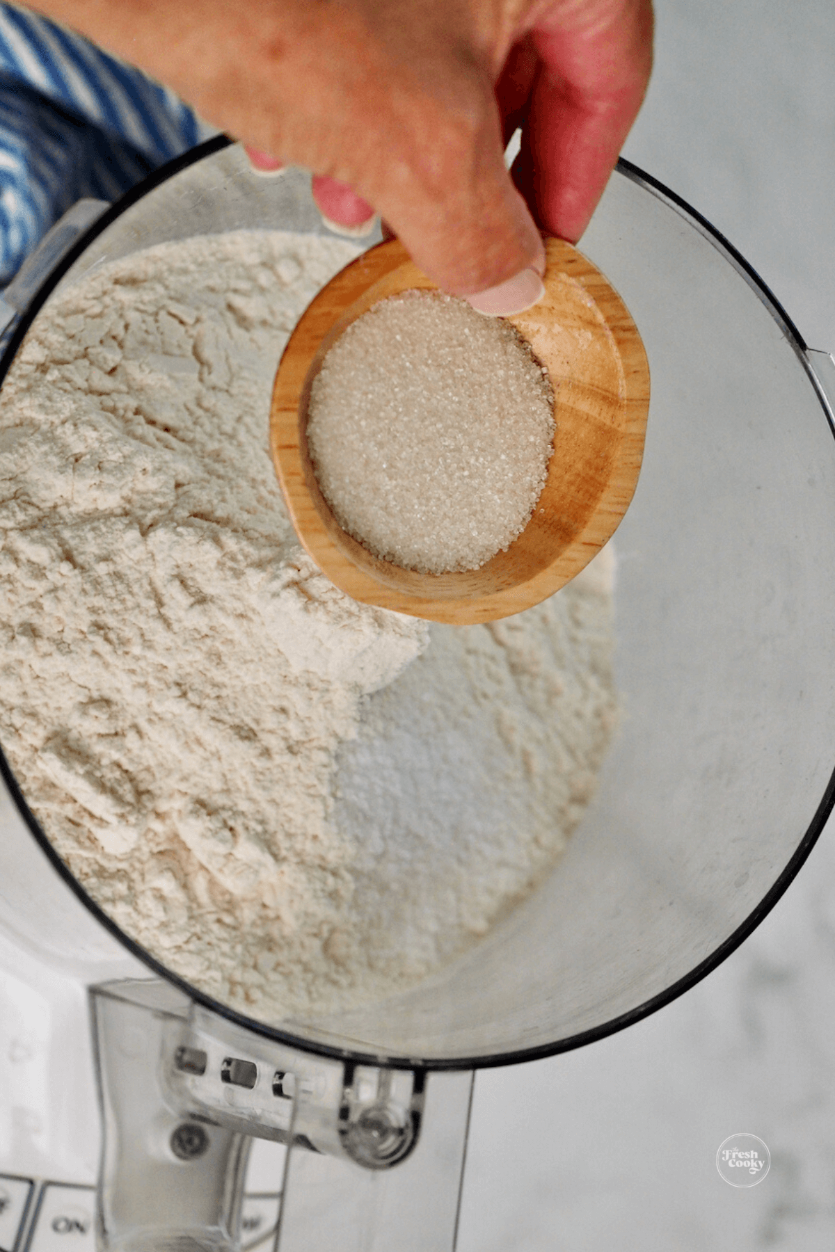 Combine and pulse dry ingredients in food processor. 