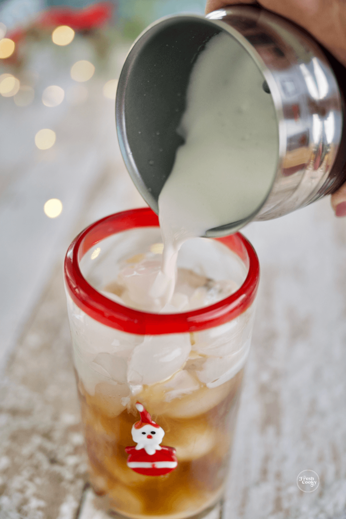 Add cold foam half and half.
