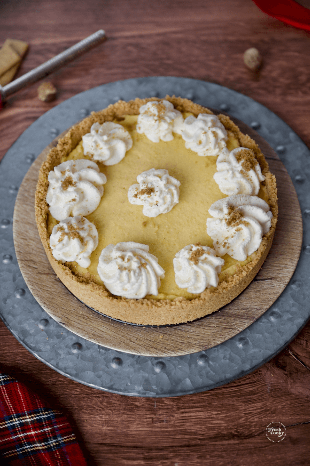 Springform pan no bake eggnog pie.