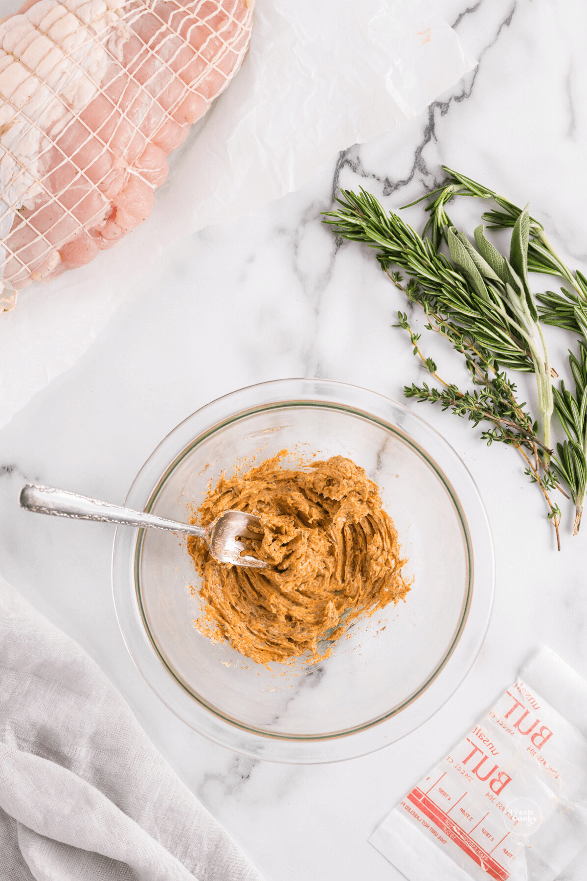 Mixed herb turkey butter.