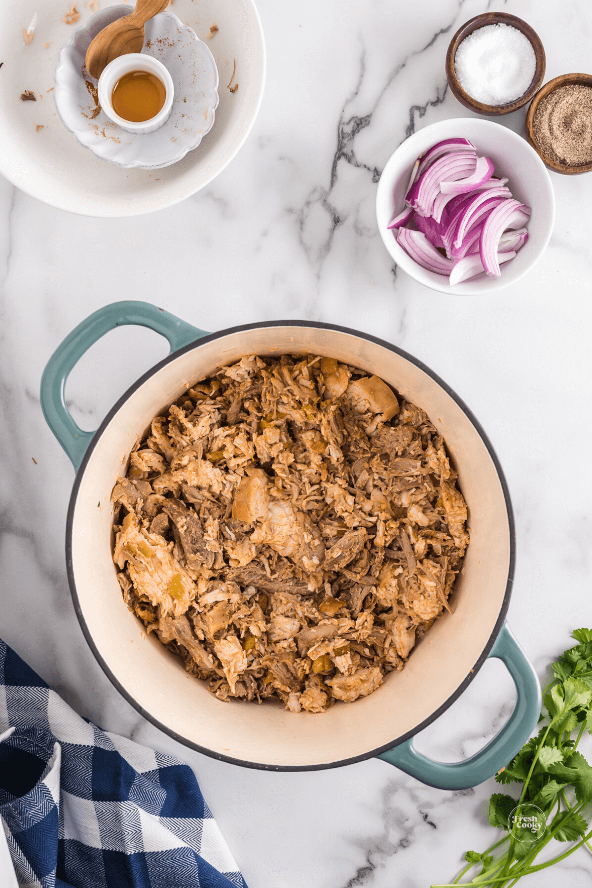 Leftover turkey in dutch oven to simmer.