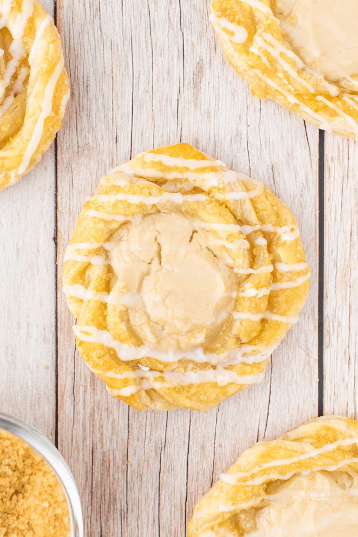 Starbucks Cream Cheese Danish recipe on wood table.