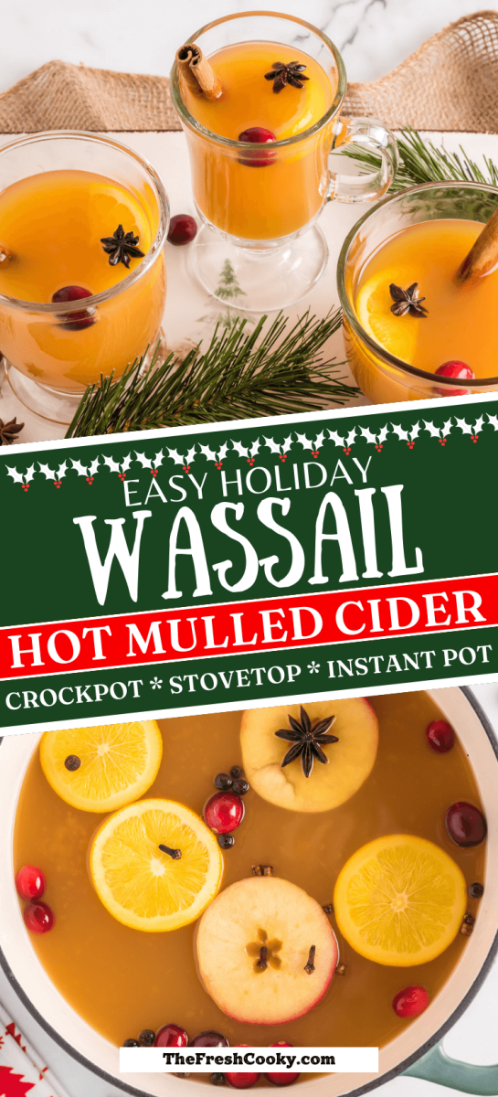 Hot mulled cider in glass mugs