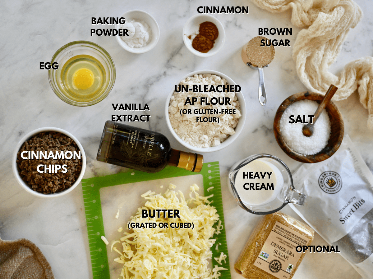 Cinnamon Chip scone labeled ingredients.