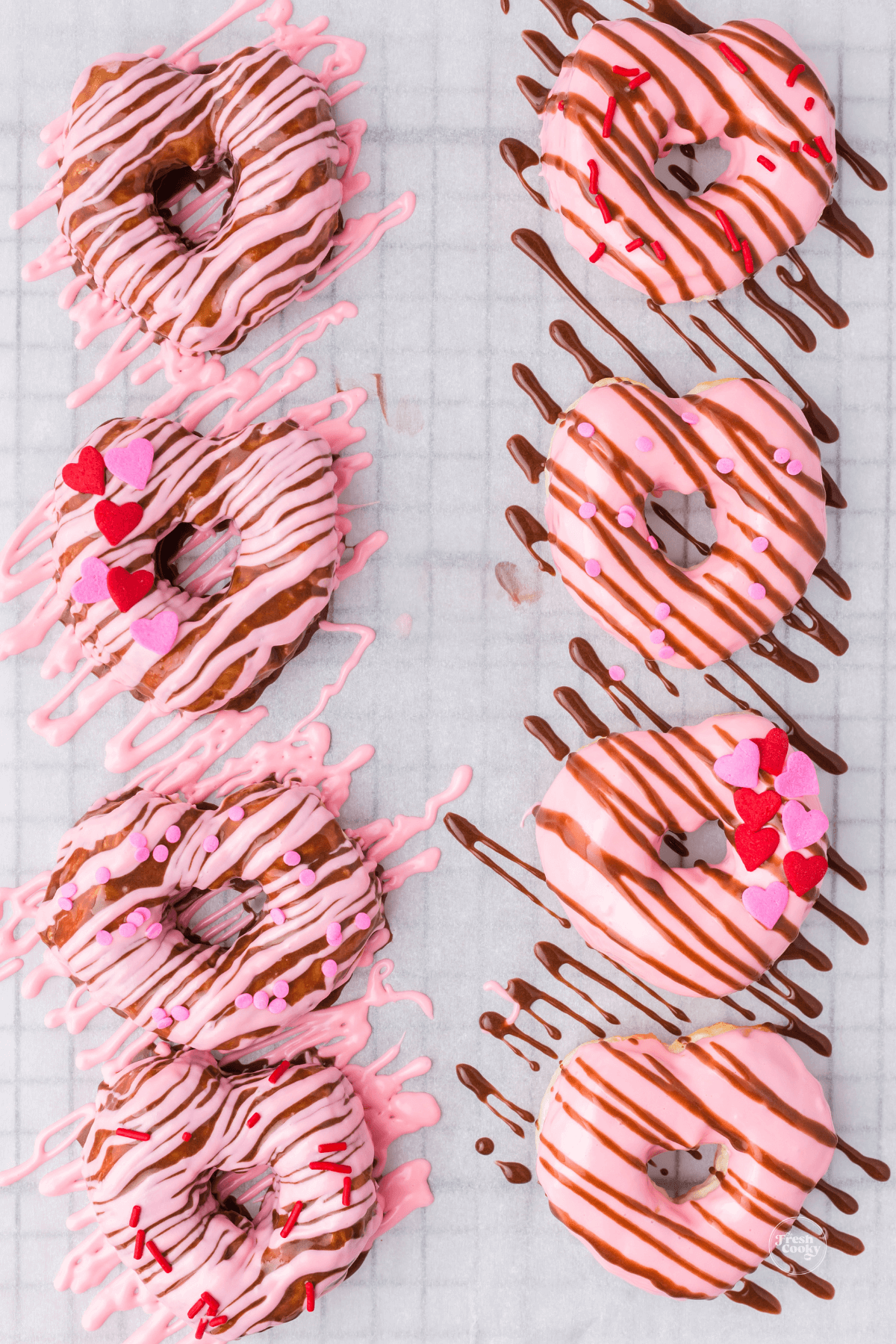 Air fryer biscuit donuts decorated and ready to eat.