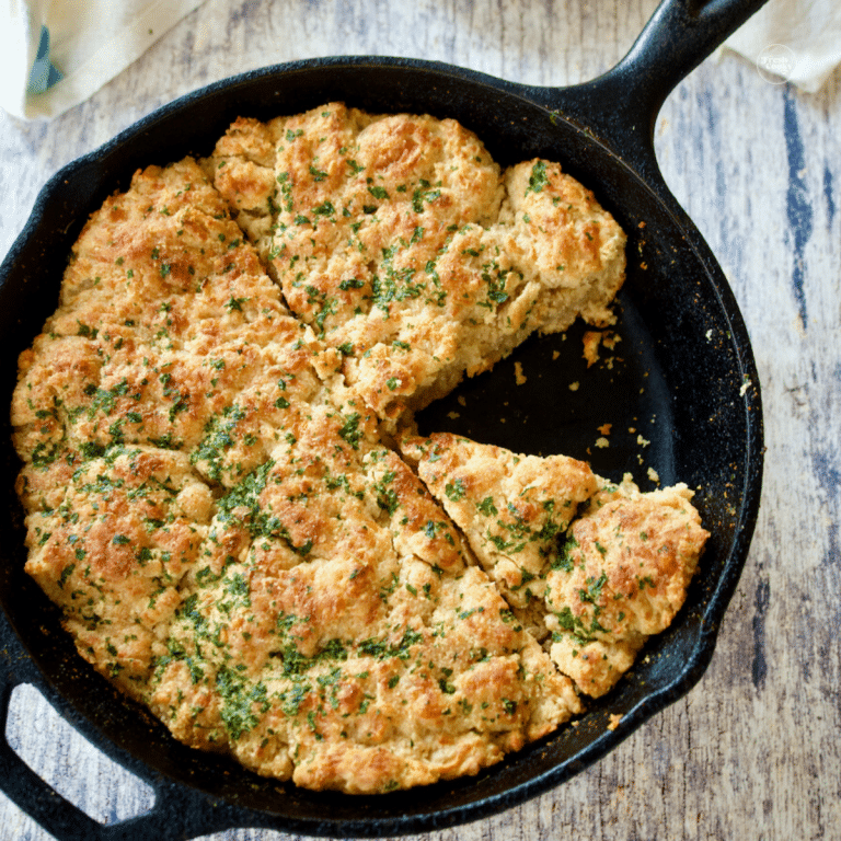 Skillet with Copycat Red Lobster Cheddar Bay Biscuits.