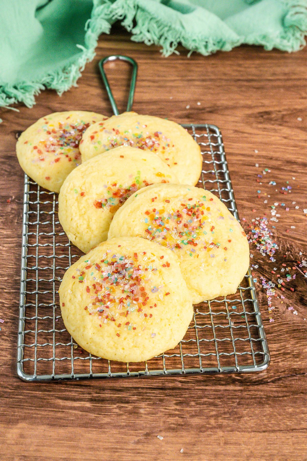 5 sugar cookies made with leftover sugar cookie mix.