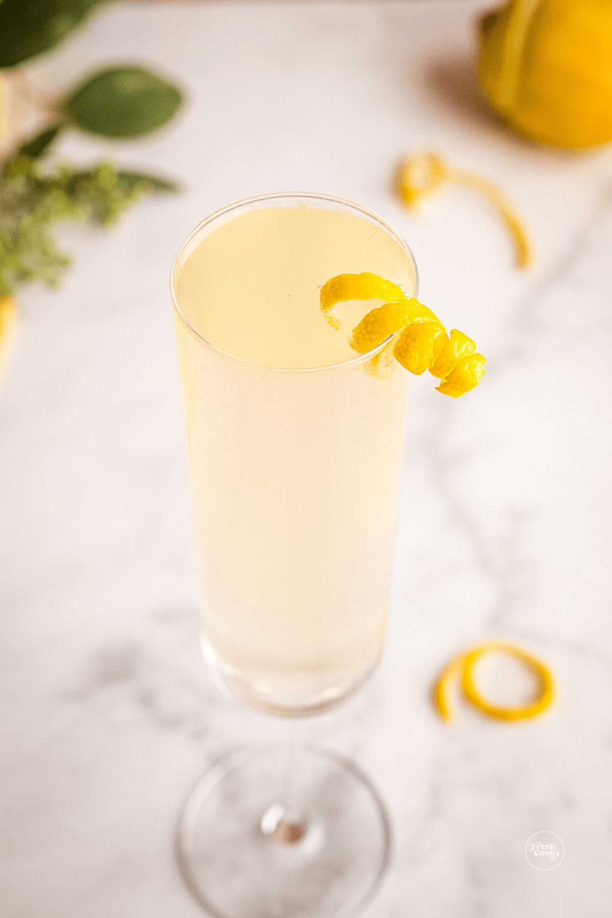 French 77 elderflower French 75 cocktail.